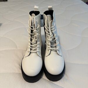 Forever 21 White and Black Lace Up Boots
